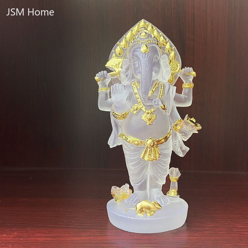 Lord Ganesha Resin and Glass Statue | Handmade Home Blessing Decoration Product Highlights