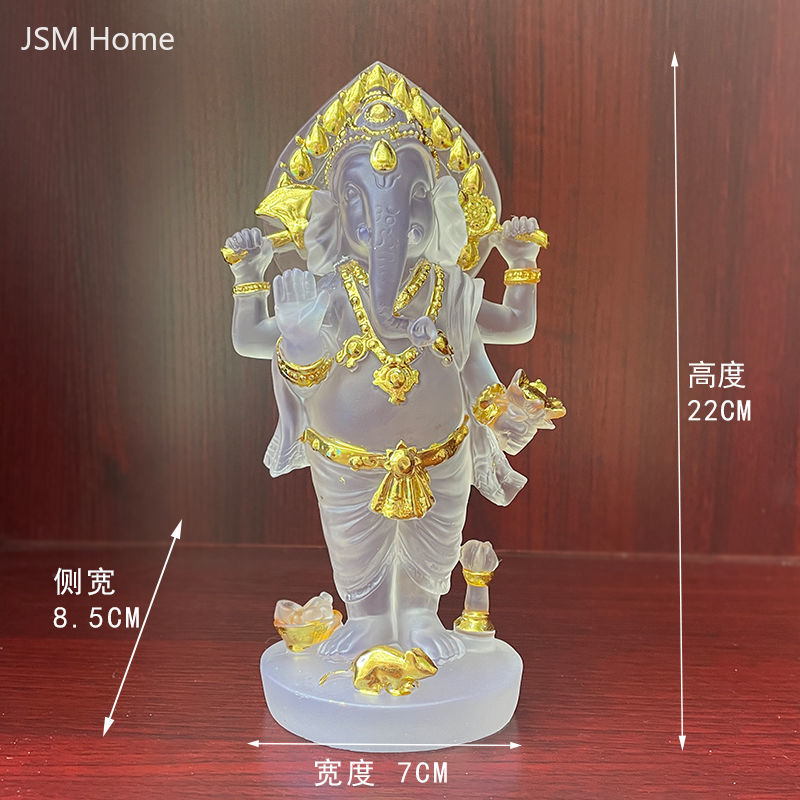Lord Ganesha Resin and Glass Statue | Handmade Home Blessing Decoration Product Highlights