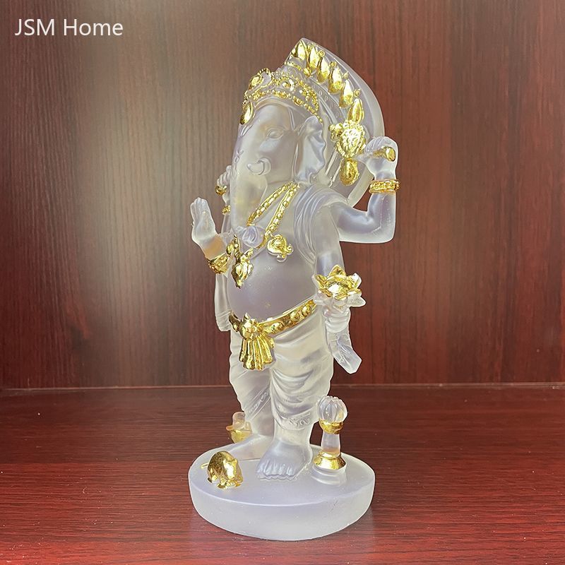 Lord Ganesha Resin and Glass Statue | Handmade Home Blessing Decoration Product Highlights