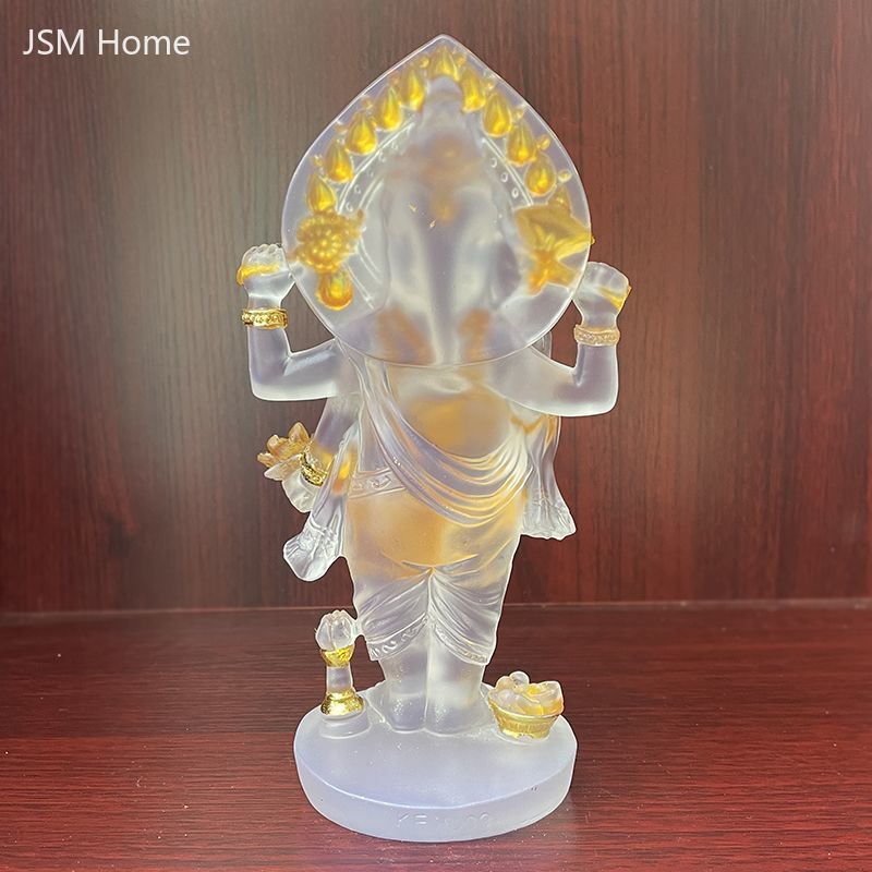 Lord Ganesha Resin and Glass Statue | Handmade Home Blessing Decoration Product Highlights