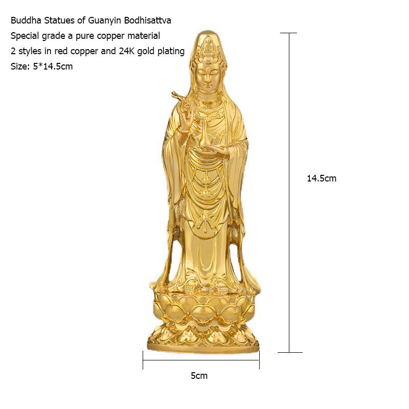 copper Buddha Statues of Guanyin Bodhisattva 5* 14.5cm