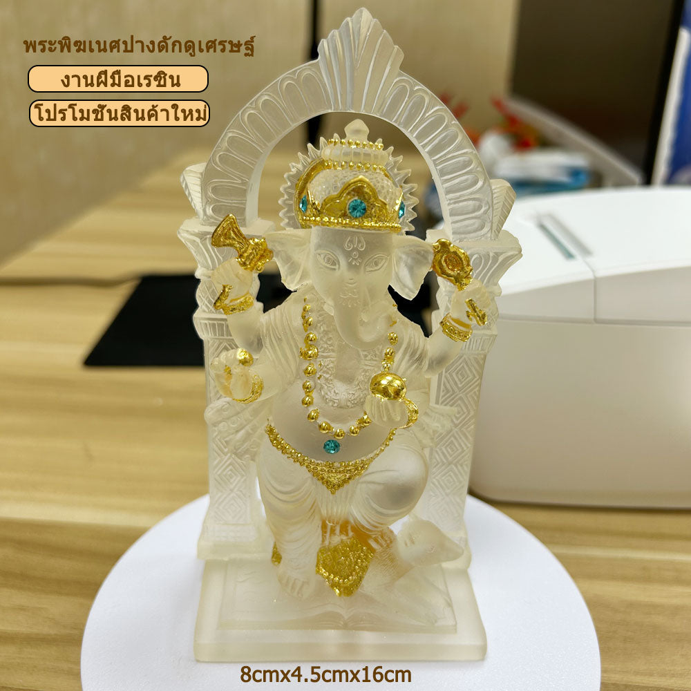 Ganesha Glass Resin Statue | Handmade Home Blessing Decoration