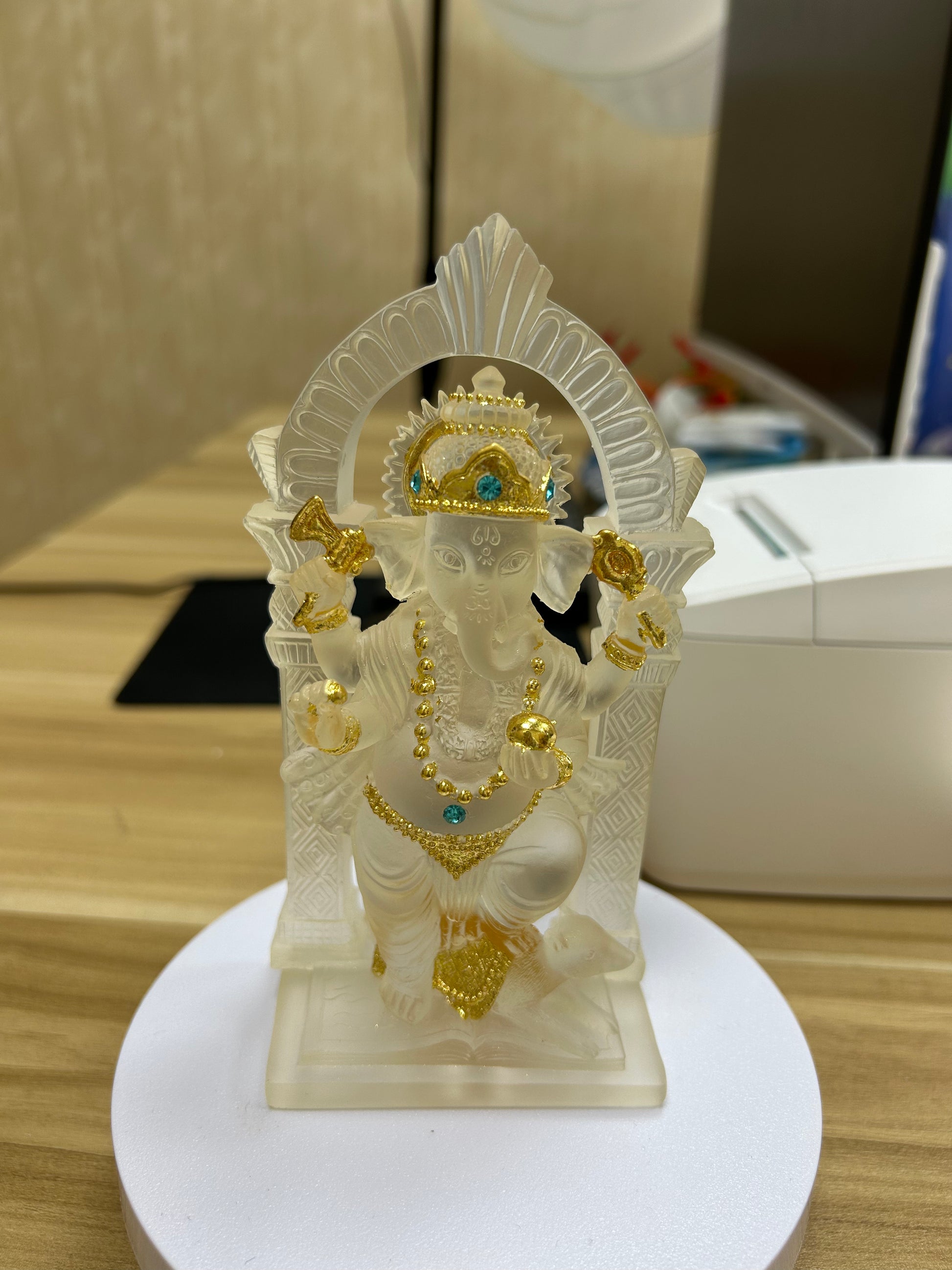 Ganesha Glass Resin Statue | Handmade Home Blessing Decoration