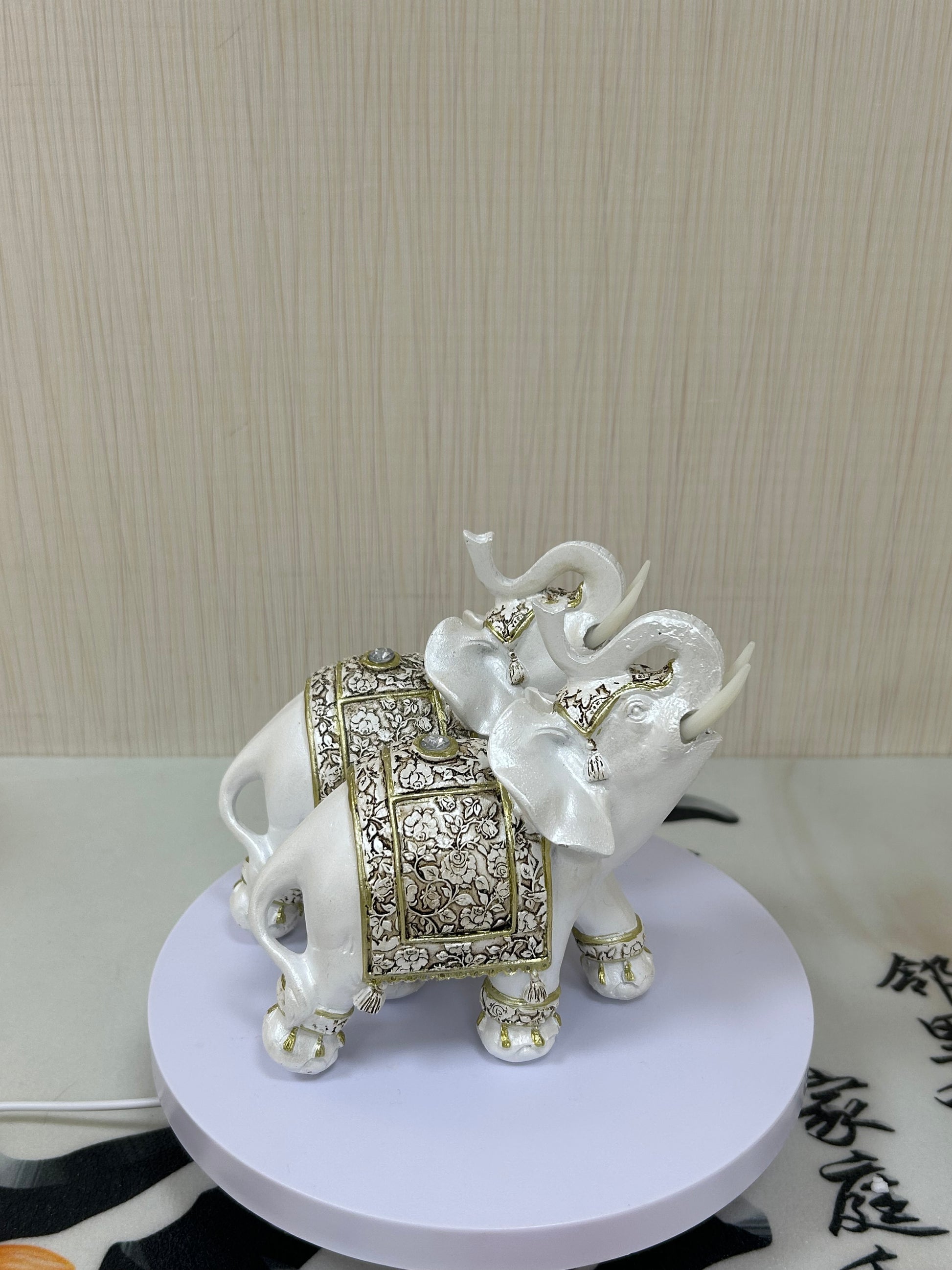 Harmony Twin Elephants - Feng Shui Resin Sculptures for Home Bliss