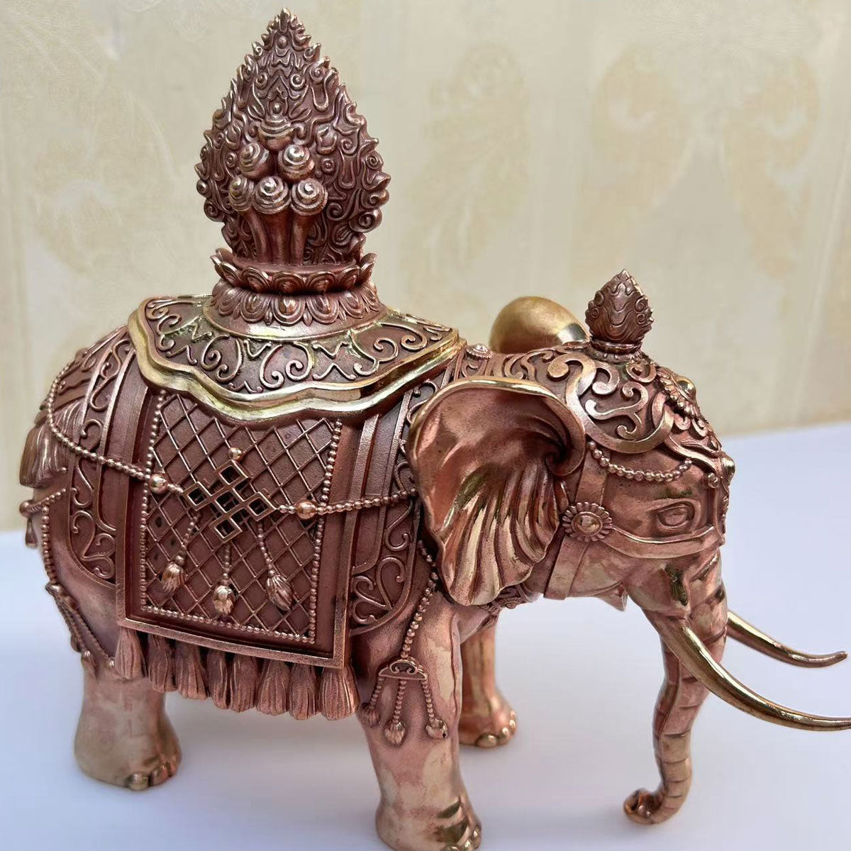 Exquisite Copper - Cast Elephant Ornament