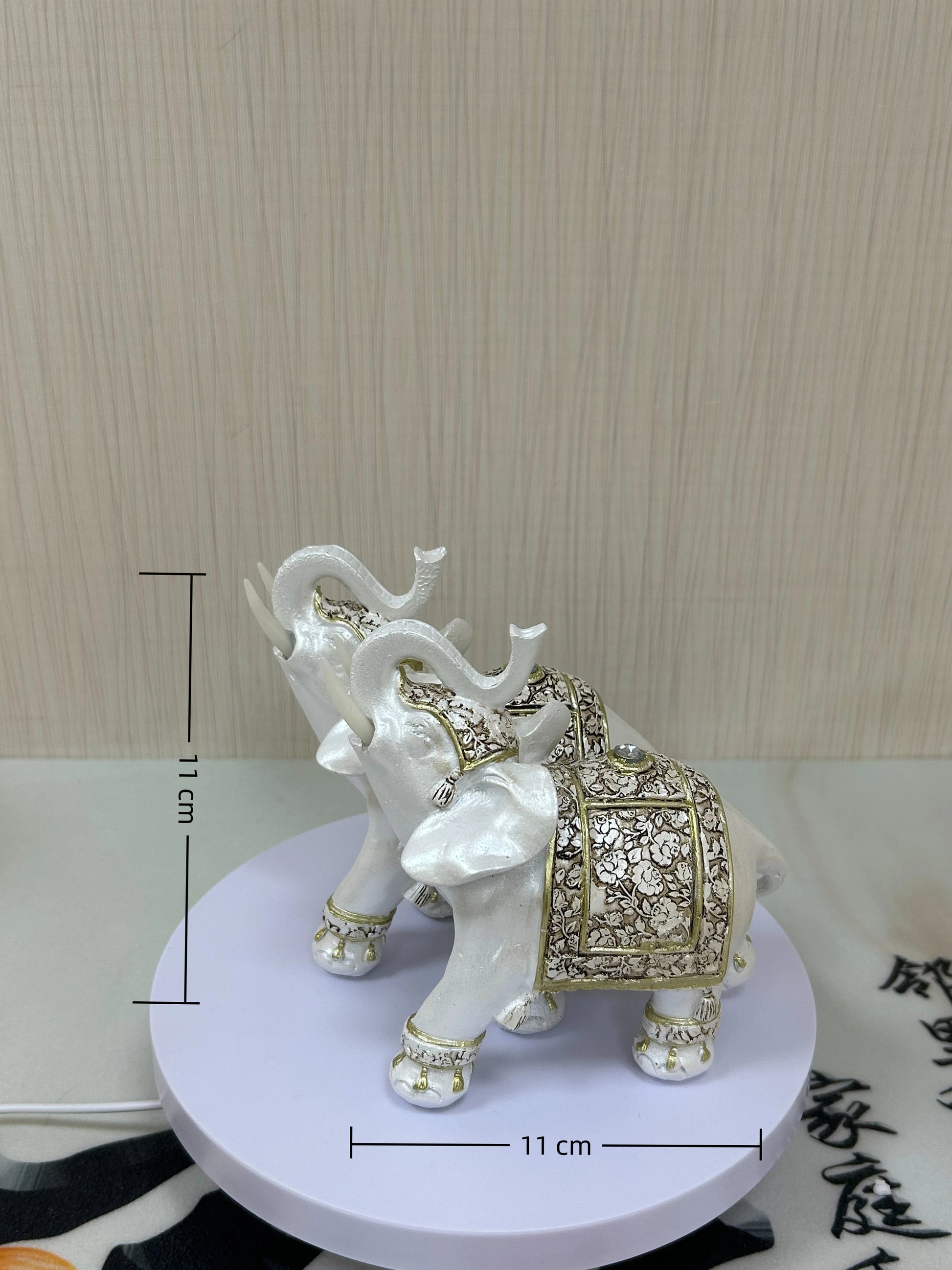 Harmony Twin Elephants - Feng Shui Resin Sculptures for Home Bliss