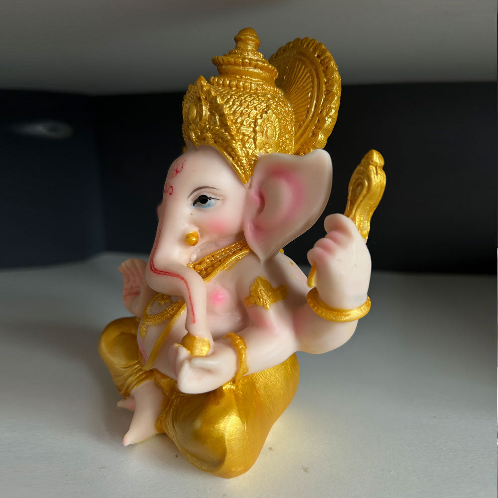 8cm Resin Ganesha Statue for Home Altar - Handcrafted Hindu God of Wisdom Decor