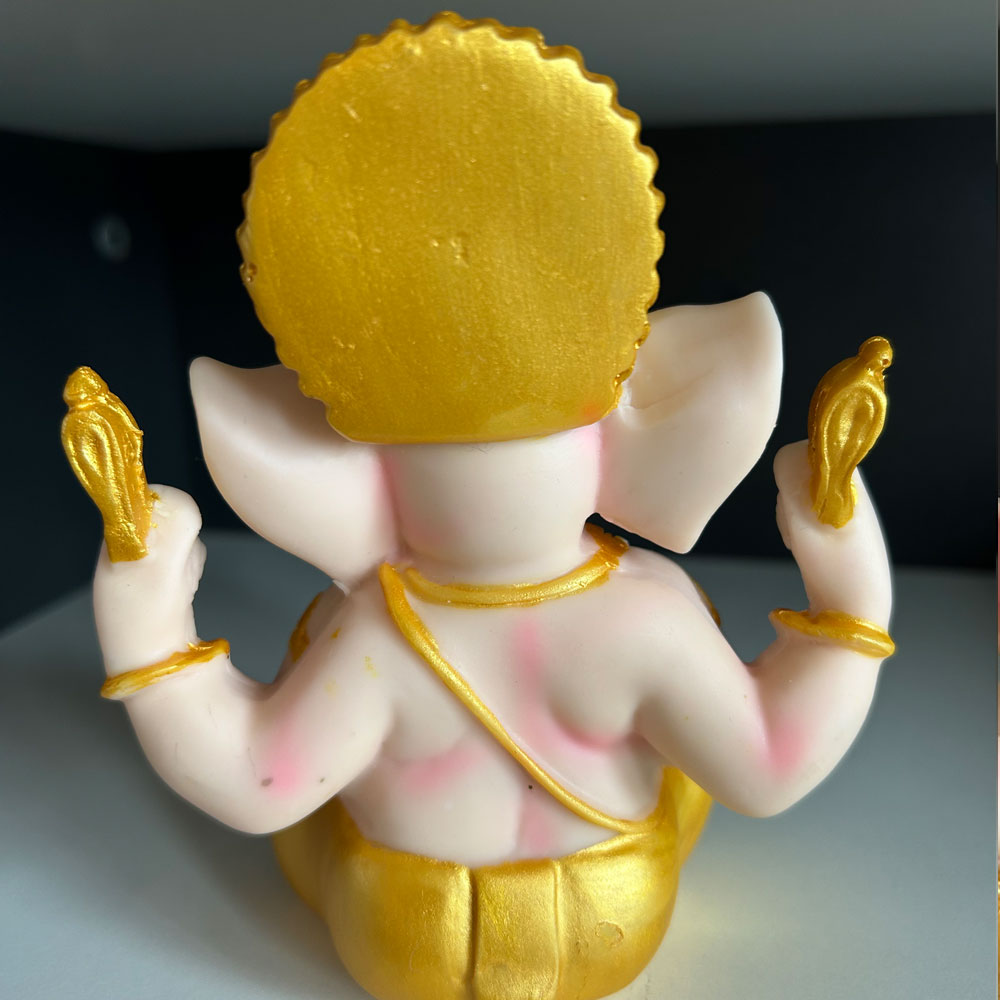 8cm Resin Ganesha Statue for Home Altar - Handcrafted Hindu God of Wisdom Decor