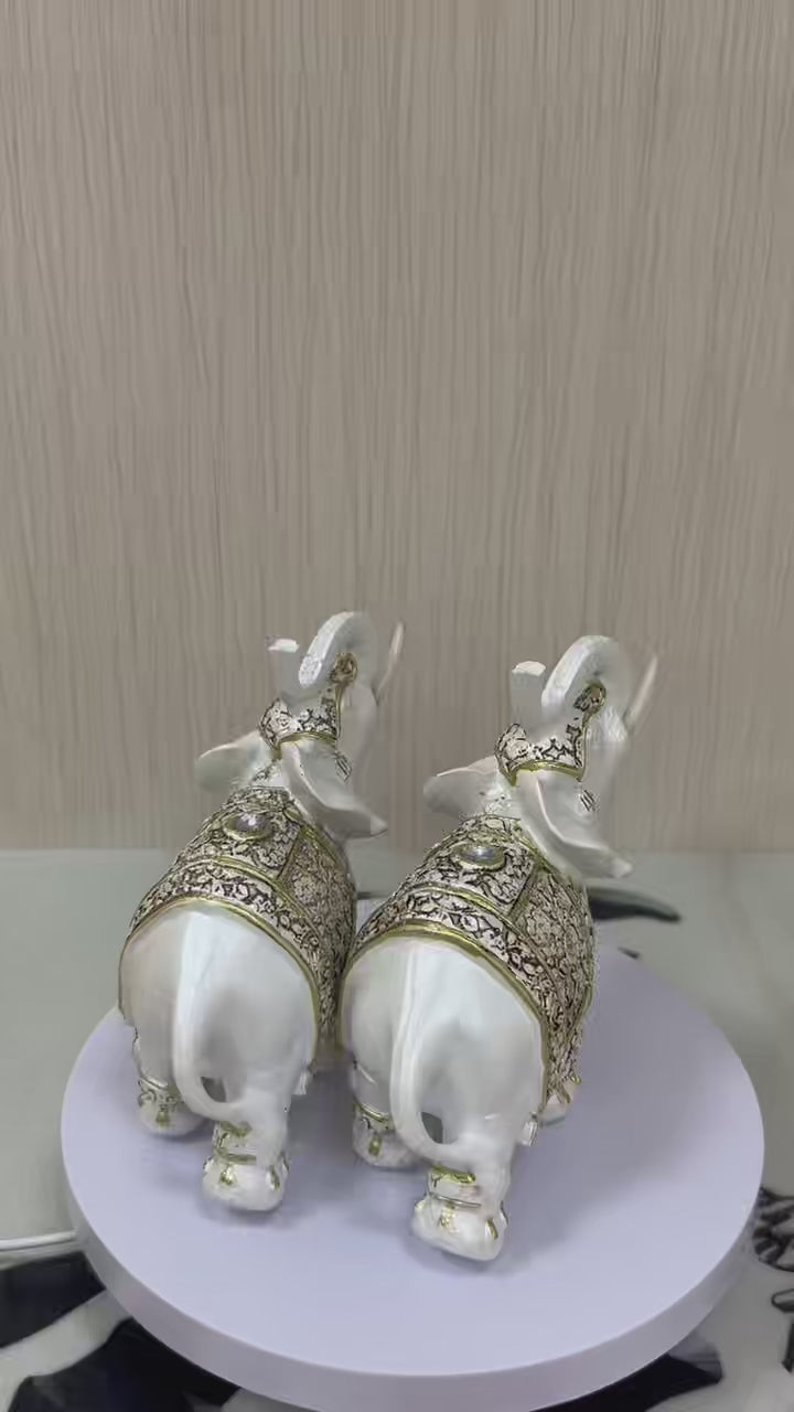 Harmony Twin Elephants - Feng Shui Resin Sculptures for Home Bliss