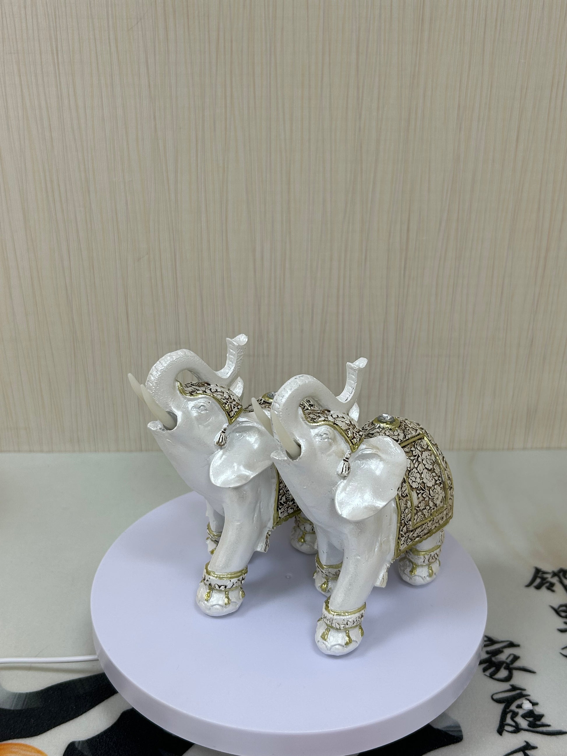 Harmony Twin Elephants - Feng Shui Resin Sculptures for Home Bliss