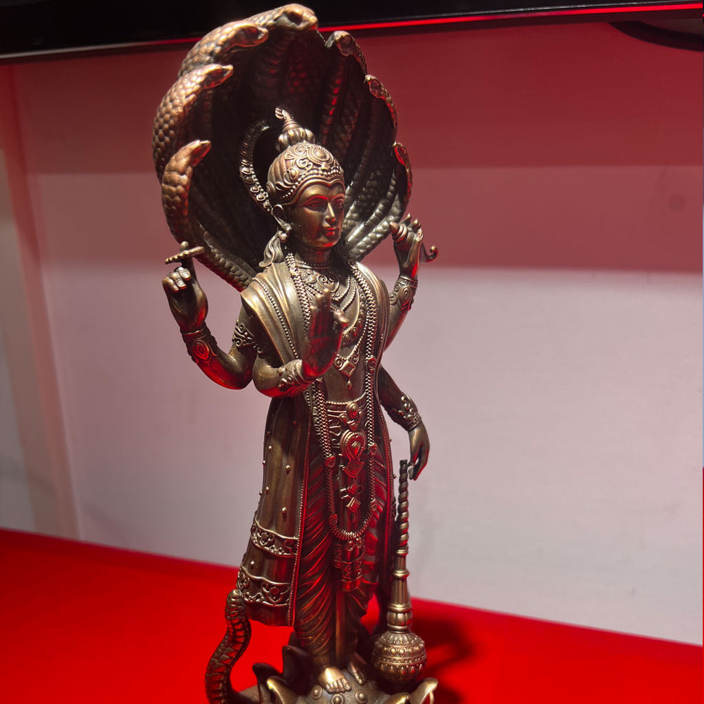 Pure Copper Vishnu Statue Ornament - A Classic Hindu Deity Statue, an Excellent Choice for Home Worship and Collection