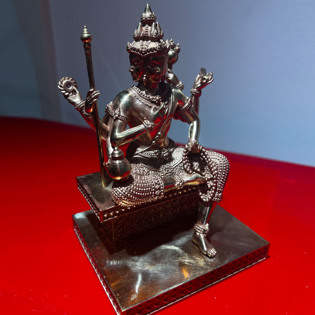 Pure Copper Four-Faced Buddha Statue, Featured Craftsmanship, Religious and Cultural Collection