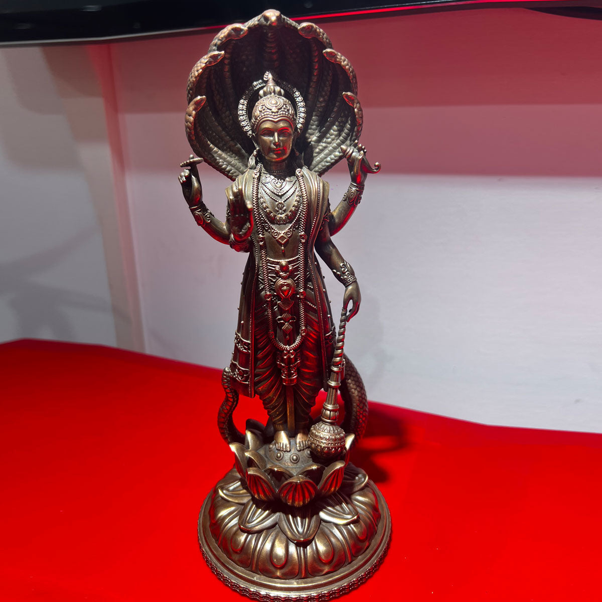 Pure Copper Vishnu Statue Ornament - A Classic Hindu Deity Statue, an Excellent Choice for Home Worship and Collection