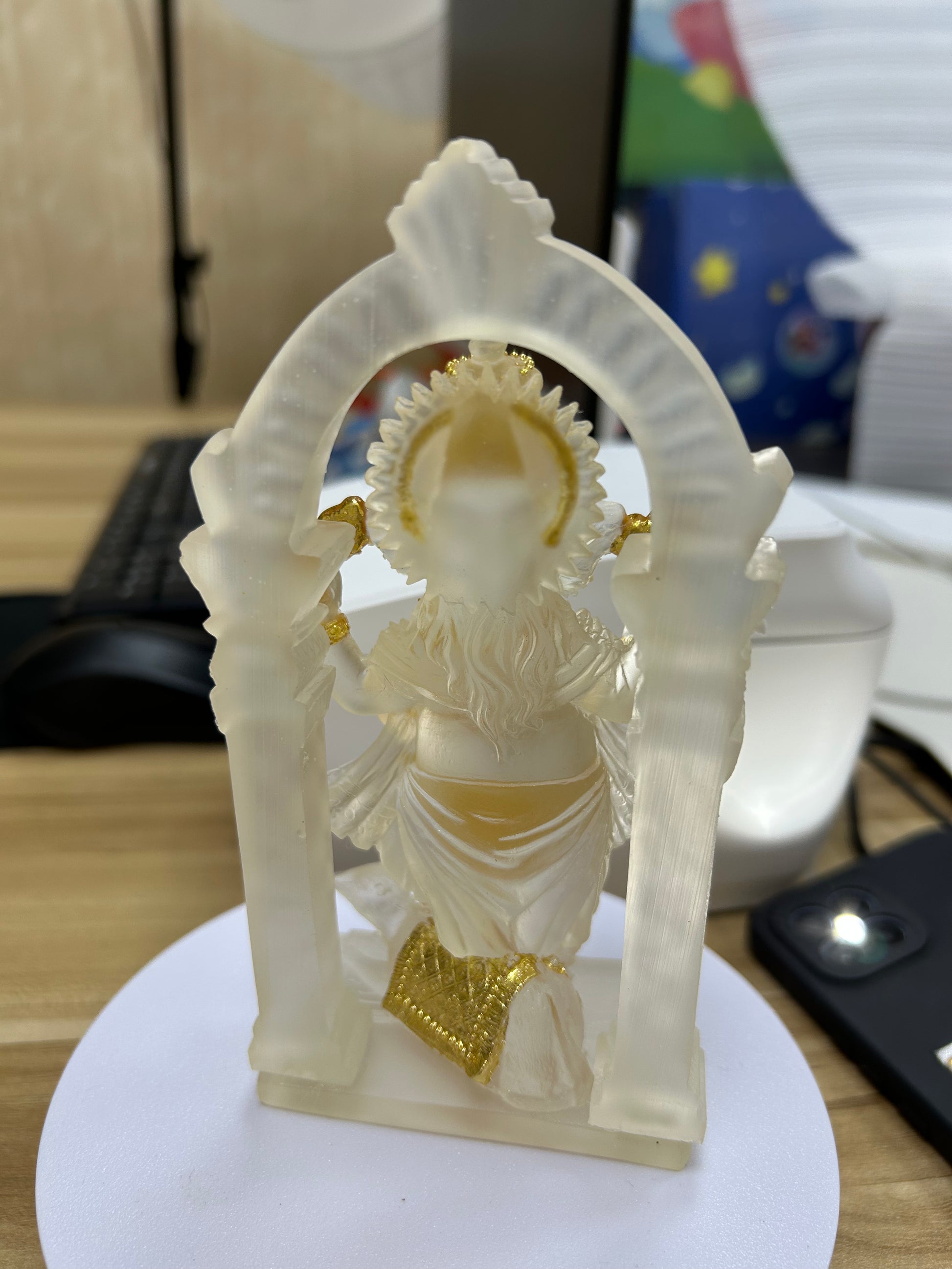 Ganesha Glass Resin Statue | Handmade Home Blessing Decoration