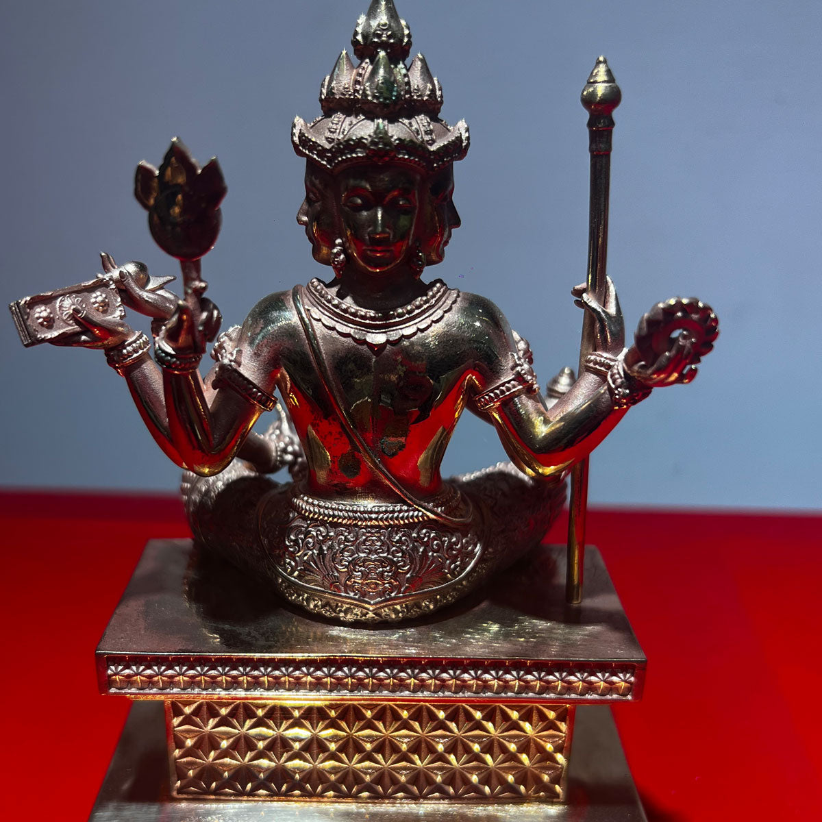 Pure Copper Four-Faced Buddha Statue, Featured Craftsmanship, Religious and Cultural Collection