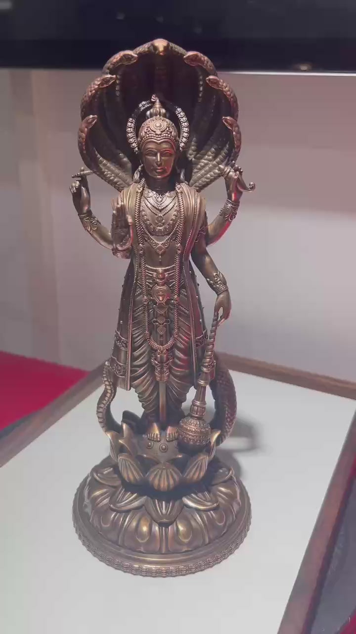 Pure Copper Vishnu Statue Ornament - A Classic Hindu Deity Statue, an Excellent Choice for Home Worship and Collection